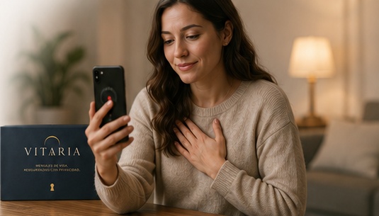 Woman recording her life message