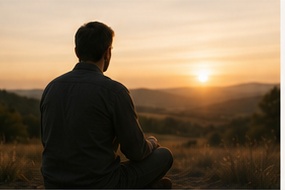 Person contemplating the sunset