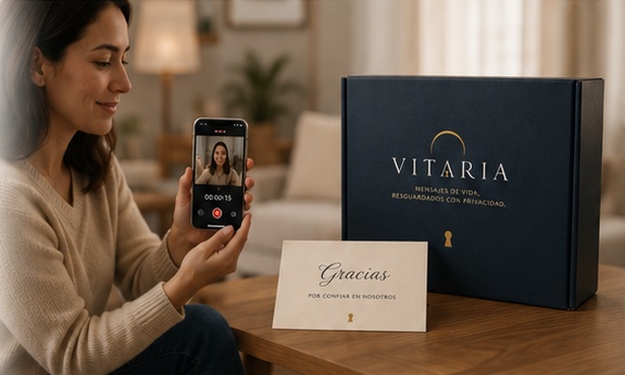 Woman recording her life message with her phone