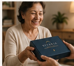 Beneficiary receiving her Vitaria box